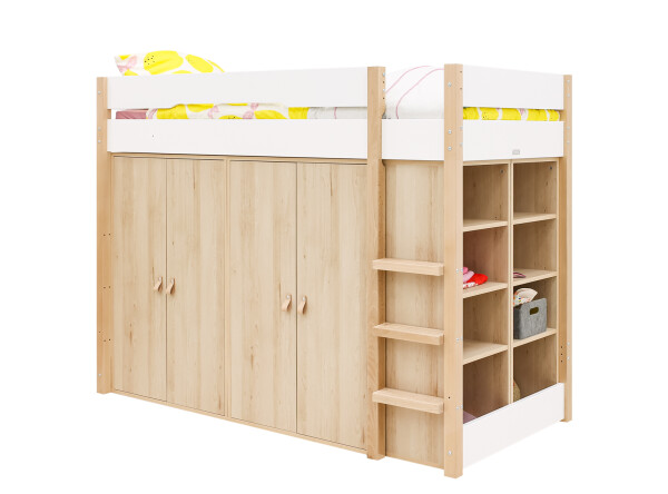 High sleeper 90x200 Lucas White/Natural
