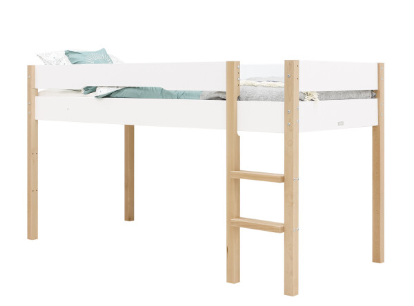 Half high sleeper 90x200 Lucas White/Natural