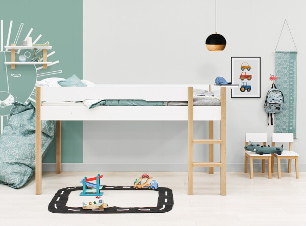 Half high sleeper 90x200 Lucas White/Natural