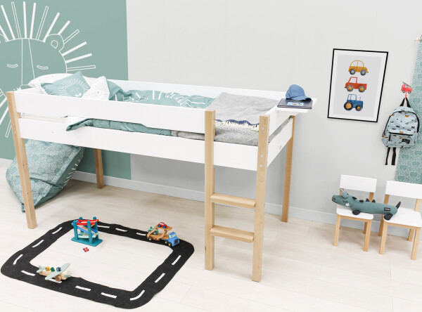 Half high sleeper 90x200 Lucas White/Natural