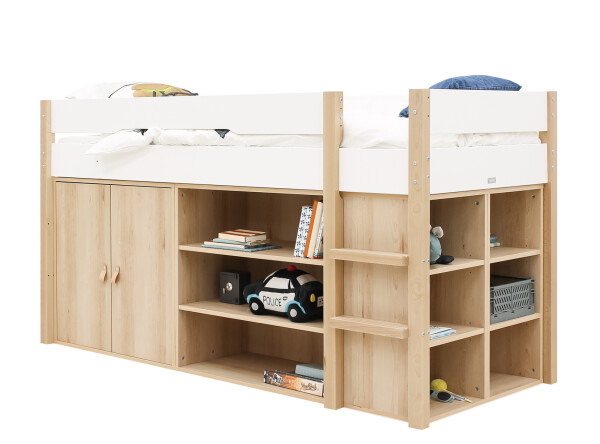 Half high sleeper 90x200 Lucas White/Natural