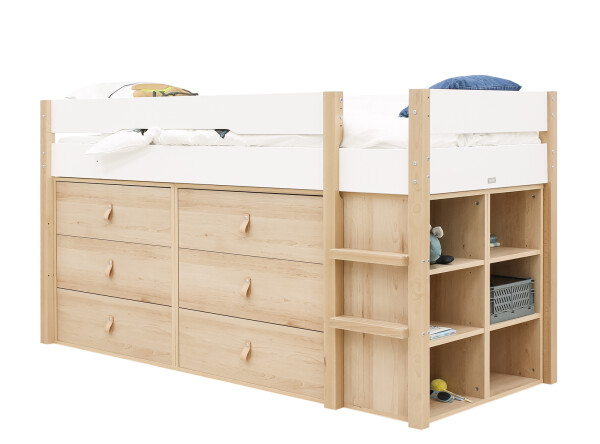 Half high sleeper 90x200 Lucas White/Natural