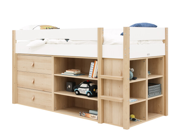 Half high sleeper 90x200 Lucas White/Natural