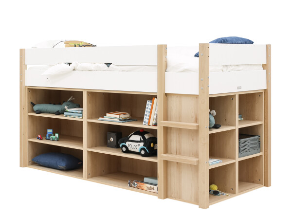 Half high sleeper 90x200 Lucas White/Natural