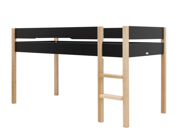 Halbhochbett 90x200 Lucas Mattschwarz/Natur