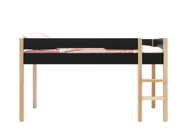 Halbhochbett 90x200 Lucas Mattschwarz/Natur