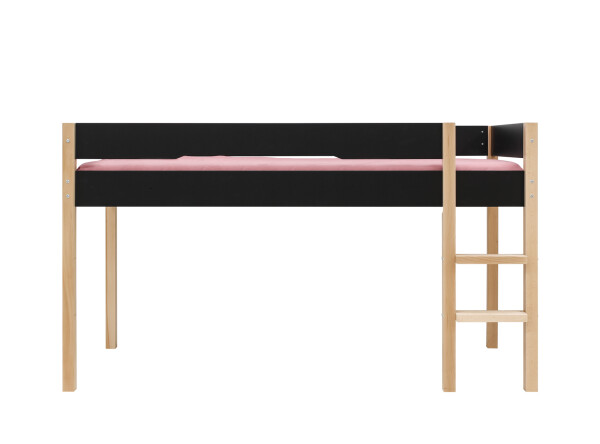 Halbhochbett 90x200 Lucas Mattschwarz/Natur