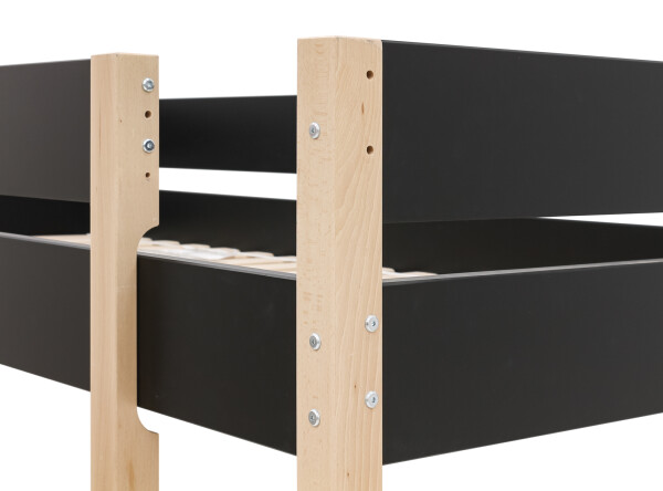 Halbhochbett 90x200 Lucas Mattschwarz/Natur