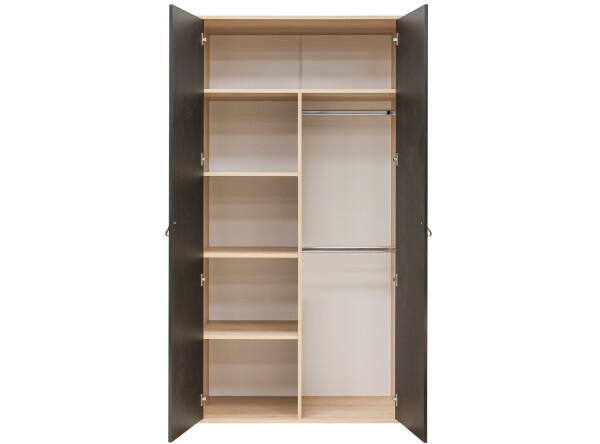 2-door wardrobe Lucas Mat Black/Natural
