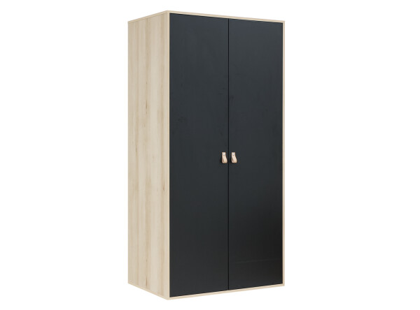 2-door wardrobe Lucas Mat Black/Natural