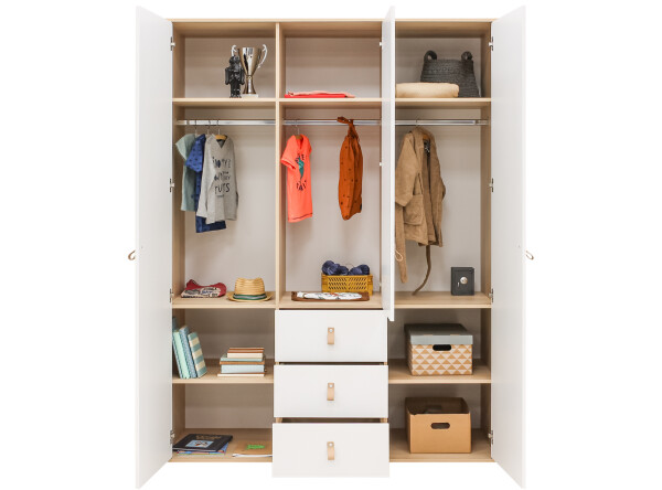 3-door wardrobe Lucas White/Natural
