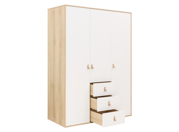 3-door wardrobe Lucas White/Natural