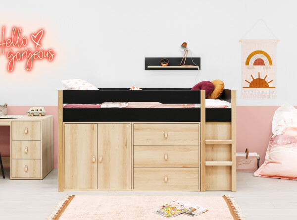 2-door cabinet for half-high sleeper Lucas Natural