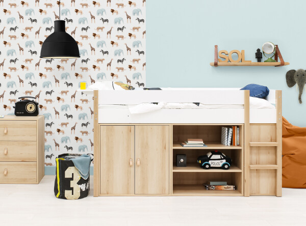 Bookcase for half-high sleeper Lucas Natural