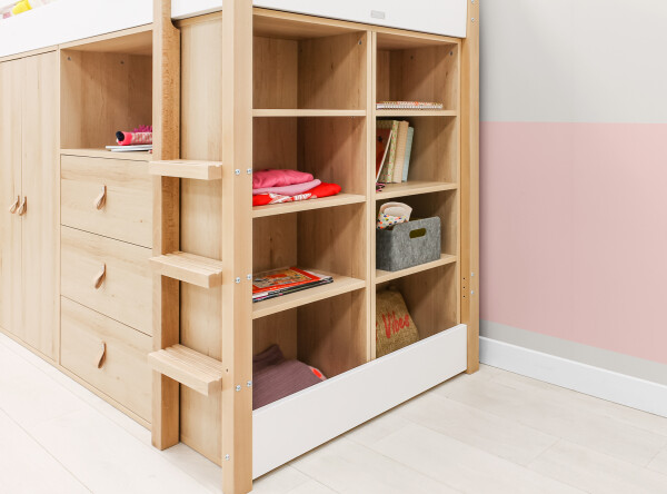 Bookcase narrow for high sleeper Lucas Natural