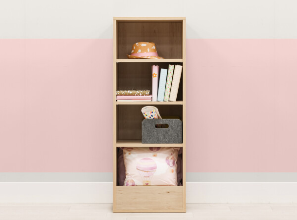 Bookcase narrow for high sleeper Lucas Natural