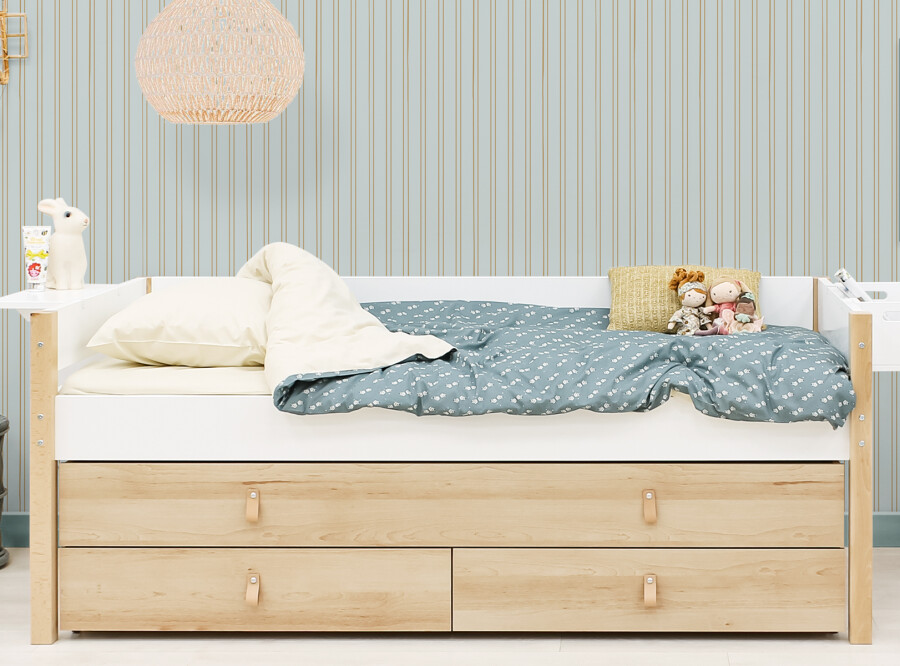 Bopita compact bed 90x200 with sleep and storage unit Lucas White