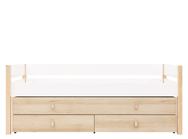 Compact bed 90x200 with sleep and storage unit Lucas White/Natural