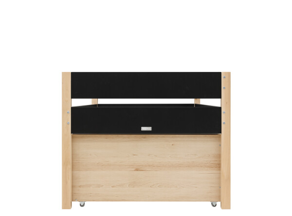 Lit compact 90x200 avec unité de couchage et de rangement Lucas Noir Mat/Naturel