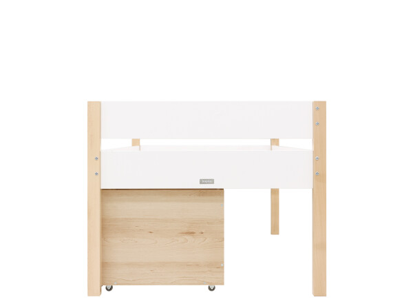 Compact bed 90x200 with 3 storage boxes Lucas White/Natural