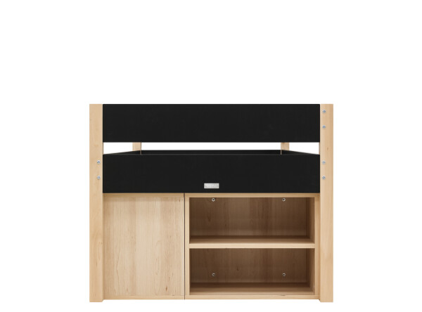 Compact bed 90x200 with storage unit Lucas Mat Black/Natural