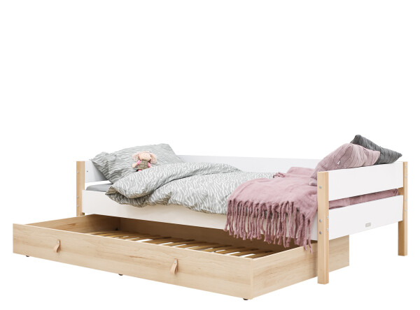 Lit banquette 90x200 Lucas Blanc/Naturel