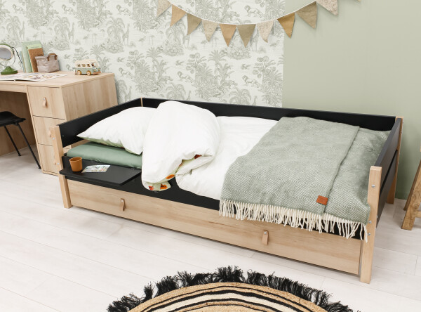 Bench bed 90x200 Lucas Mat Black/Natural