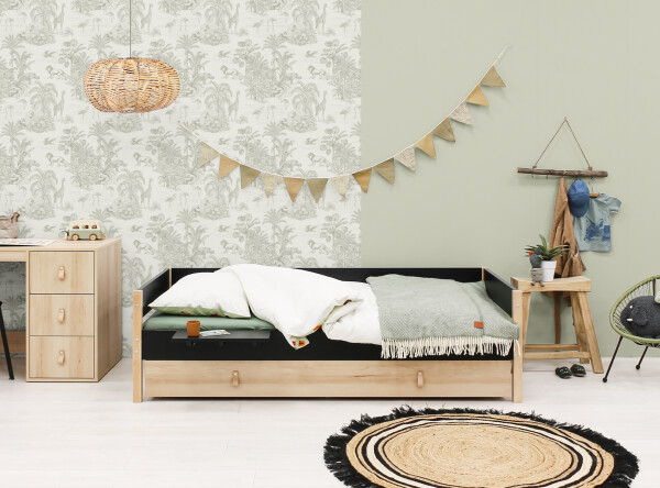 Bench bed 90x200 Lucas Mat Black/Natural