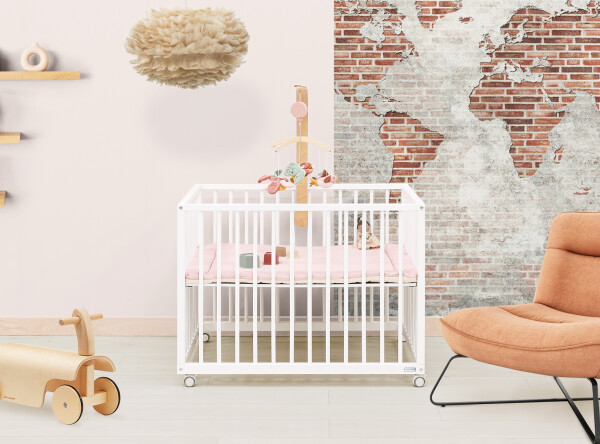 Playpen mat waffle Ecru/Pink