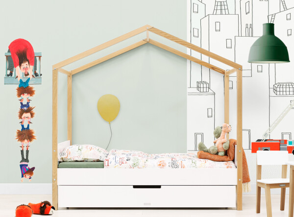 House bed 80x160 Liam White/Natural