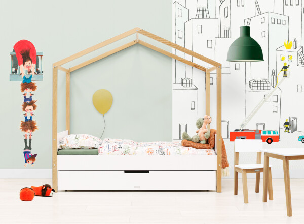 House bed 80x160 Liam White/Natural