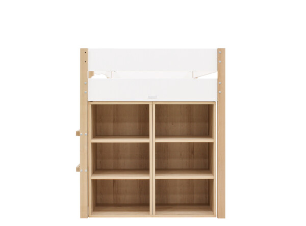 Half high sleeper 90x200 with storage cabinets Lucas White/Natural