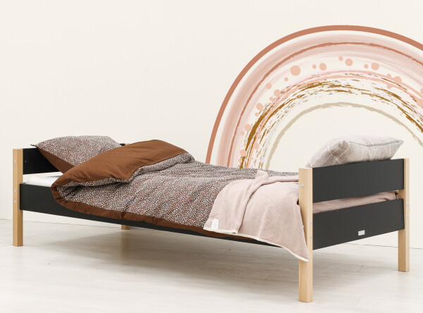 Bed 90x200 Lucas Mat Black/Natural