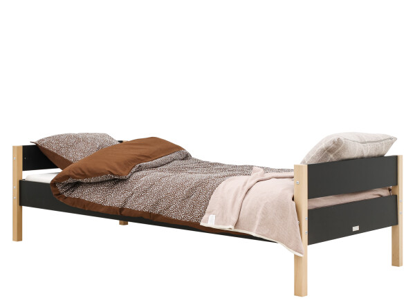 Bed 90x200 Lucas Mat Black/Natural
