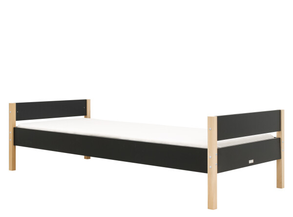 Bed 90x200 Lucas Mat Black/Natural