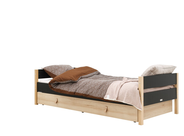 Bed 90x200 Lucas Mat Black/Natural