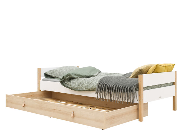 Bed 90x200 Lucas White/Natural