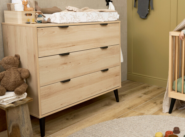 Dresser with 3 drawers Fay Natural/Matt Black