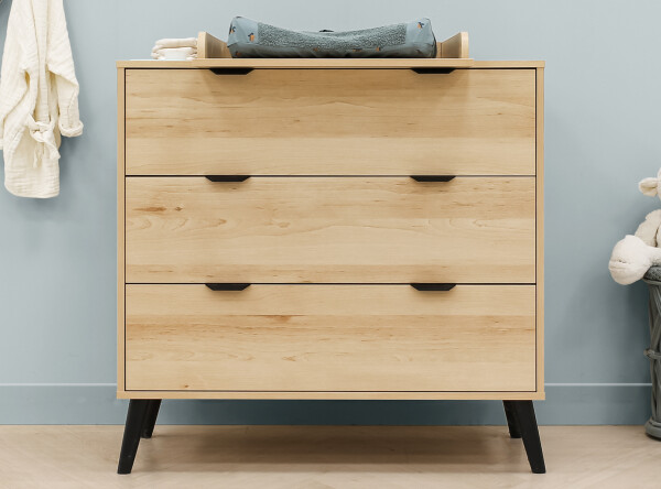Dresser with 3 drawers Fay Natural/Matt Black