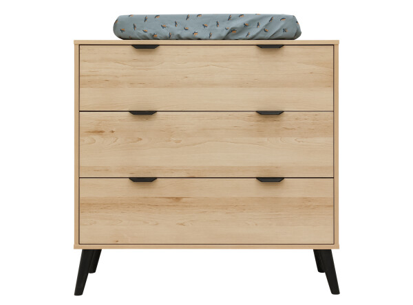 Dresser with 3 drawers Fay Natural/Matt Black