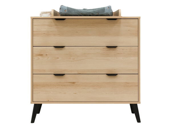 Dresser with 3 drawers Fay Natural/Matt Black