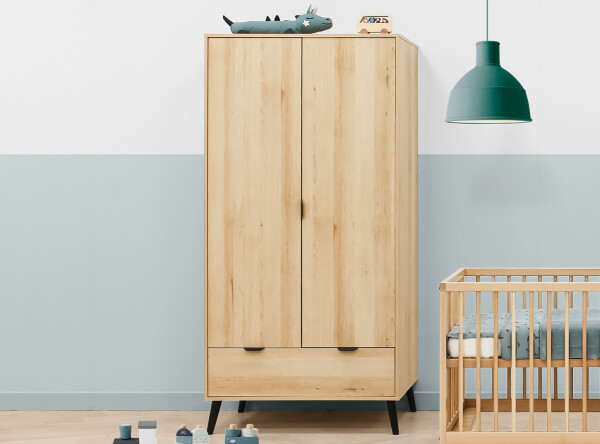 2-door wardrobe Fay Natural/Matt Black
