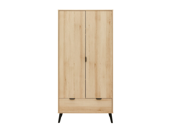 2-door wardrobe Fay Natural/Matt Black