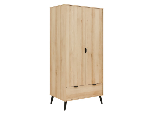 2-door wardrobe Fay Natural/Matt Black