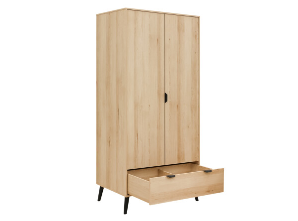 2-door wardrobe Fay Natural/Matt Black