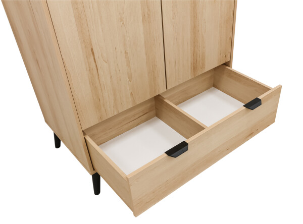 2-door wardrobe Fay Natural/Matt Black