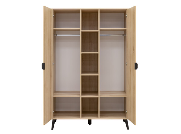 2-door wardrobe with 5 open compartments  Fay Natural/Matt Black