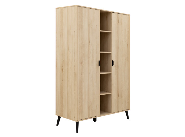 2-door wardrobe with 5 open compartments  Fay Natural/Matt Black