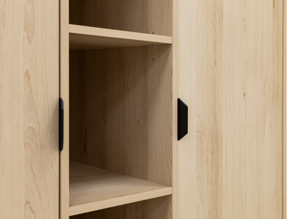 2-door wardrobe with 5 open compartments  Fay Natural/Matt Black