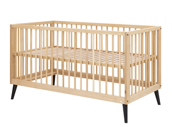 Fay 3 piece nursery furniture set with bench bed Natural/Matt Black